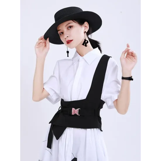Stylish Belt Buckle Black Vest Stylish Belt Buckle Black Vest
