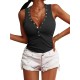 Casual Loose Solid Color Buttoned Skinny Knitting Vest Top Casual Loose Solid Color Buttoned Skinny Knitting Vest Top