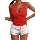 Casual Loose Solid Color Buttoned Skinny Knitting Vest Top Casual Loose Solid Color Buttoned Skinny Knitting Vest Top