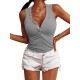Casual Loose Solid Color Buttoned Skinny Knitting Vest Top Casual Loose Solid Color Buttoned Skinny Knitting Vest Top