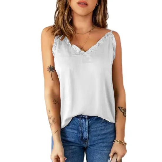 Casual Solid Color Falbala Camisole Vest Top Casual Solid Color Falbala Camisole Vest Top