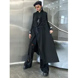Casual Asymmetric Split-Joint Drawstring Vest Dress Outerwear