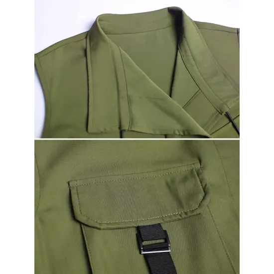 Casual Asymmetric Split-Joint Drawstring Vest Dress Outerwear Casual Asymmetric Split-Joint Drawstring Vest Dress Outerwear