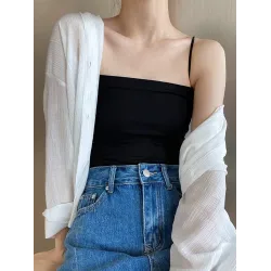 Simple Casual Solid Color Spaghetti-Neck Vest Top