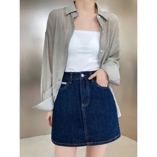 Simple Casual Solid Color Spaghetti-Neck Vest Top Simple Casual Solid Color Spaghetti-Neck Vest Top