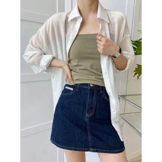 Simple Casual Solid Color Spaghetti-Neck Vest Top Simple Casual Solid Color Spaghetti-Neck Vest Top