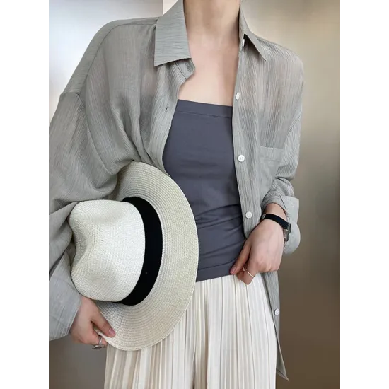 Simple Casual Solid Color Spaghetti-Neck Vest Top Simple Casual Solid Color Spaghetti-Neck Vest Top