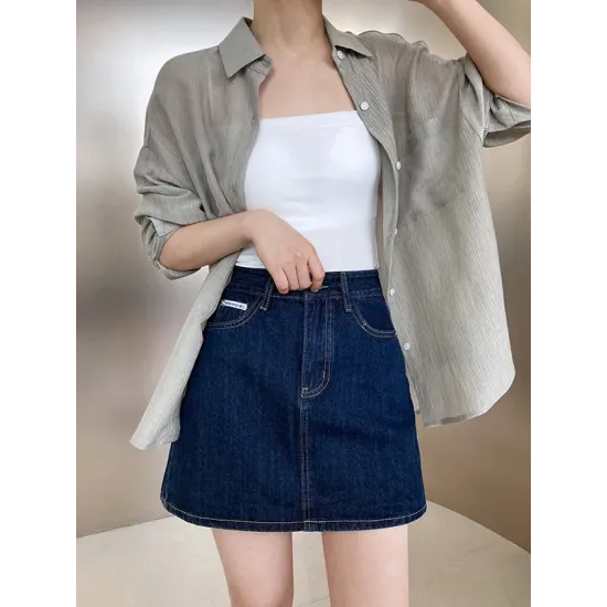 Simple Casual Solid Color Spaghetti-Neck Vest Top Simple Casual Solid Color Spaghetti-Neck Vest Top