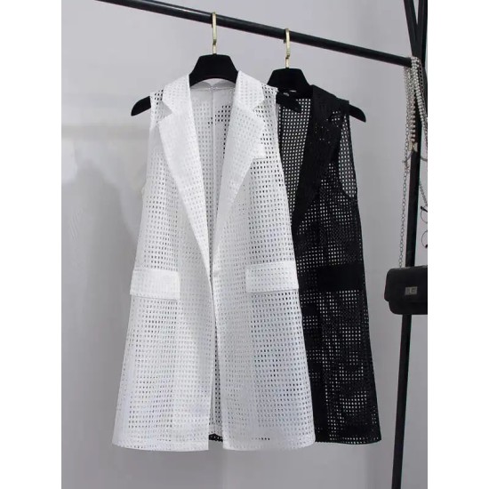 Original Simple Casual Solid Color Hollow Vest Outwear Original Simple Casual Solid Color Hollow Vest Outwear
