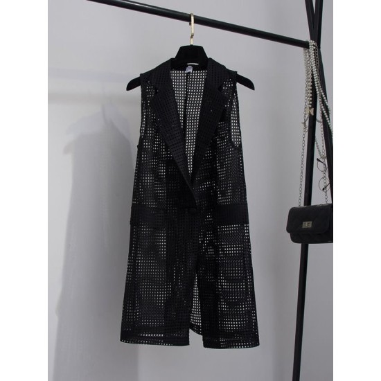 Original Simple Casual Solid Color Hollow Vest Outwear Original Simple Casual Solid Color Hollow Vest Outwear