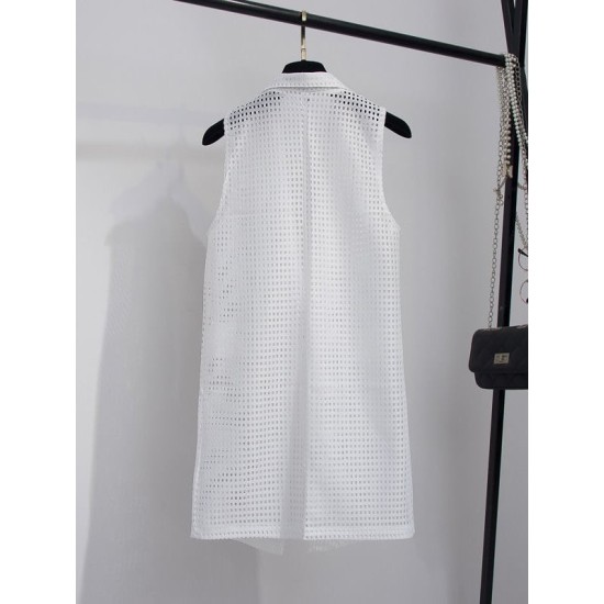 Original Simple Casual Solid Color Hollow Vest Outwear Original Simple Casual Solid Color Hollow Vest Outwear