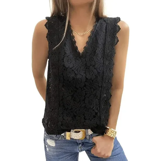 Original Lace Solid Color Loose Vest Top Original Lace Solid Color Loose Vest Top