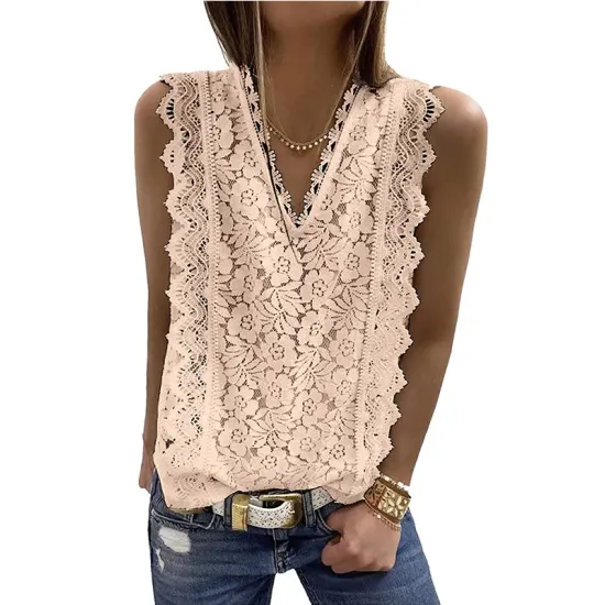Original Lace Solid Color Loose Vest Top Original Lace Solid Color Loose Vest Top