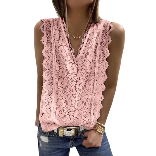 Original Lace Solid Color Loose Vest Top Original Lace Solid Color Loose Vest Top