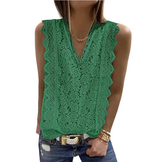 Original Lace Solid Color Loose Vest Top Original Lace Solid Color Loose Vest Top