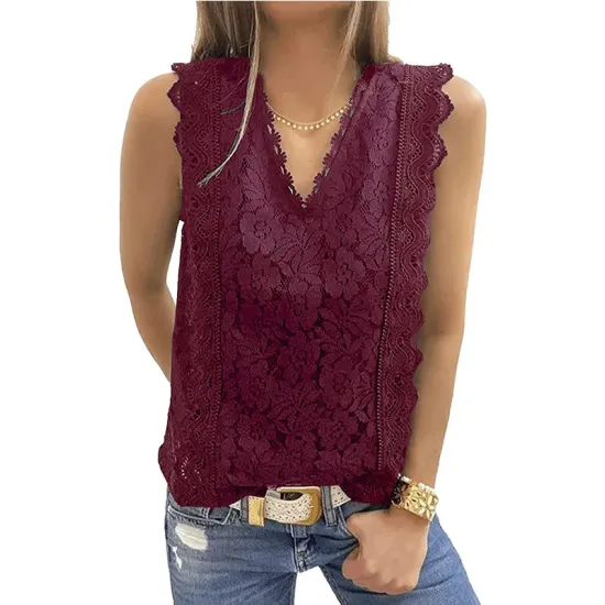 Original Lace Solid Color Loose Vest Top Original Lace Solid Color Loose Vest Top