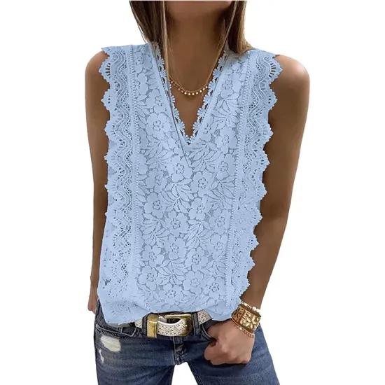 Original Lace Solid Color Loose Vest Top Original Lace Solid Color Loose Vest Top