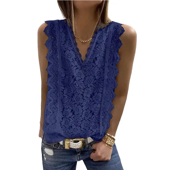 Original Lace Solid Color Loose Vest Top Original Lace Solid Color Loose Vest Top