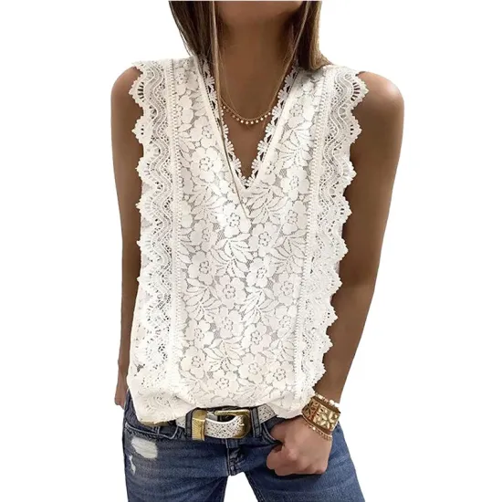 Original Lace Solid Color Loose Vest Top Original Lace Solid Color Loose Vest Top
