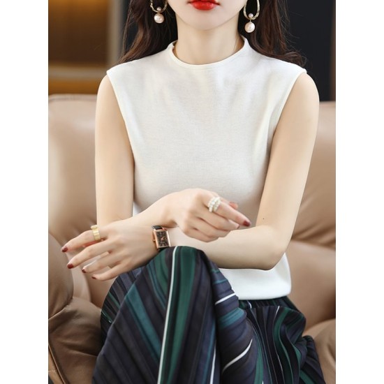 Simple Casual Solid Color Knitting Vest Top Simple Casual Solid Color Knitting Vest Top