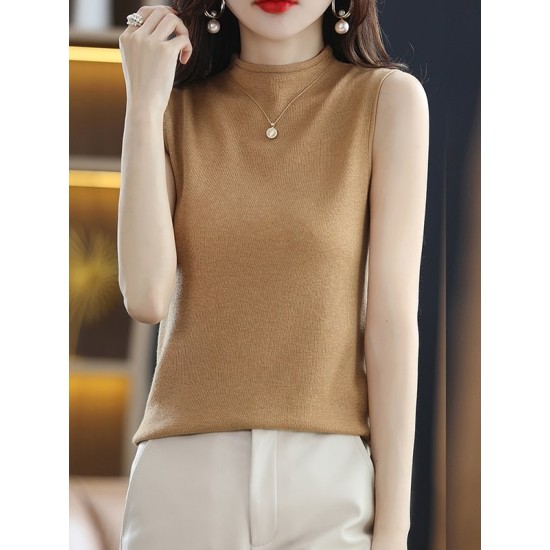 Simple Casual Solid Color Knitting Vest Top Simple Casual Solid Color Knitting Vest Top