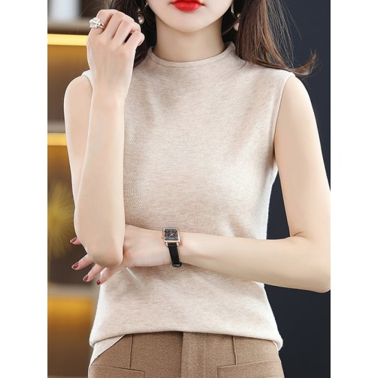Simple Casual Solid Color Knitting Vest Top Simple Casual Solid Color Knitting Vest Top