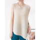 Simple Loose Sleeveless Pleated Asymmetric Solid Color Round-Neck Vest Top Simple Loose Sleeveless Pleated Asymmetric Solid Color Round-Neck Vest Top