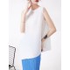 Simple Loose Sleeveless Pleated Asymmetric Solid Color Round-Neck Vest Top Simple Loose Sleeveless Pleated Asymmetric Solid Color Round-Neck Vest Top