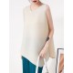 Simple Loose Sleeveless Pleated Asymmetric Solid Color Round-Neck Vest Top Simple Loose Sleeveless Pleated Asymmetric Solid Color Round-Neck Vest Top