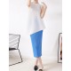 Simple Loose Sleeveless Pleated Asymmetric Solid Color Round-Neck Vest Top Simple Loose Sleeveless Pleated Asymmetric Solid Color Round-Neck Vest Top