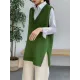 Trendy Sleeveless Split-Side Solid Color V-Neck Knitted Vest Trendy Sleeveless Split-Side Solid Color V-Neck Knitted Vest