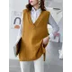 Trendy Sleeveless Split-Side Solid Color V-Neck Knitted Vest Trendy Sleeveless Split-Side Solid Color V-Neck Knitted Vest