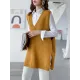 Trendy Sleeveless Split-Side Solid Color V-Neck Knitted Vest Trendy Sleeveless Split-Side Solid Color V-Neck Knitted Vest