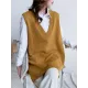 Trendy Sleeveless Split-Side Solid Color V-Neck Knitted Vest Trendy Sleeveless Split-Side Solid Color V-Neck Knitted Vest