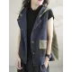 Artistic Retro Loose Denim Sleeveless Buttoned Contrast Color Hooded Vest Outerwear Artistic Retro Loose Denim Sleeveless Buttoned Contrast Color Hooded Vest Outerwear
