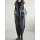 Artistic Retro Loose Denim Sleeveless Buttoned Contrast Color Hooded Vest Outerwear Artistic Retro Loose Denim Sleeveless Buttoned Contrast Color Hooded Vest Outerwear