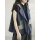 Artistic Retro Loose Denim Sleeveless Buttoned Contrast Color Hooded Vest Outerwear Artistic Retro Loose Denim Sleeveless Buttoned Contrast Color Hooded Vest Outerwear