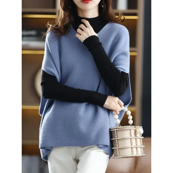 Casual Sleeveless Loose Solid Color V-Neck Vest Top Casual Sleeveless Loose Solid Color V-Neck Vest Top