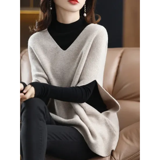 Casual Sleeveless Loose Solid Color V-Neck Vest Top Casual Sleeveless Loose Solid Color V-Neck Vest Top