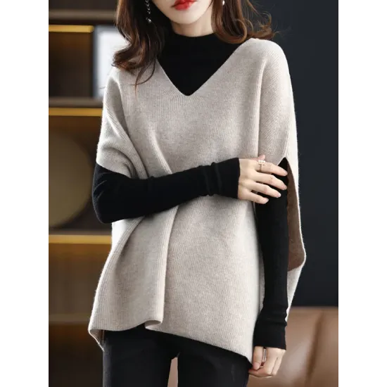 Casual Sleeveless Loose Solid Color V-Neck Vest Top Casual Sleeveless Loose Solid Color V-Neck Vest Top