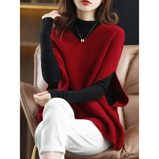 Casual Sleeveless Loose Solid Color V-Neck Vest Top Casual Sleeveless Loose Solid Color V-Neck Vest Top