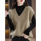 Casual Sleeveless Loose Solid Color V-Neck Vest Top Casual Sleeveless Loose Solid Color V-Neck Vest Top