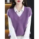 Casual Sleeveless Loose Solid Color V-Neck Vest Top Casual Sleeveless Loose Solid Color V-Neck Vest Top