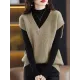 Casual Sleeveless Loose Solid Color V-Neck Vest Top Casual Sleeveless Loose Solid Color V-Neck Vest Top