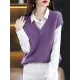 Casual Sleeveless Loose Solid Color V-Neck Vest Top Casual Sleeveless Loose Solid Color V-Neck Vest Top