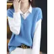 Casual Sleeveless Loose Solid Color V-Neck Vest Top Casual Sleeveless Loose Solid Color V-Neck Vest Top