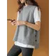 Simple Sleeveless Loose Buttoned Solid Color Round-Neck Sweater Vest Outerwear Simple Sleeveless Loose Buttoned Solid Color Round-Neck Sweater Vest Outerwear