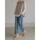 Simple Sleeveless Loose Buttoned Solid Color Round-Neck Sweater Vest Outerwear Simple Sleeveless Loose Buttoned Solid Color Round-Neck Sweater Vest Outerwear