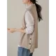 Simple Sleeveless Loose Buttoned Solid Color Round-Neck Sweater Vest Outerwear Simple Sleeveless Loose Buttoned Solid Color Round-Neck Sweater Vest Outerwear