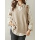 Casual Loose Sleeveless Solid Color V-Neck Sweater Vest Outerwear Casual Loose Sleeveless Solid Color V-Neck Sweater Vest Outerwear